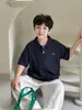 Tongku 2026 Moda de Verano para Niños Camisa Polo Camiseta Bordado de Perro Color Sólido Versátil de Manga Corta para Niños