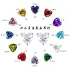 Joyería de Plata Yongyi Estilo Fresco Pendientes de Plata de Ley S925 Forma de Corazón Simple Circonita Color Piedra de Moda Piedra Preciosa Doce Piedras de Nacimiento Pendientes de Botón