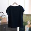 Gabinete Japonés Original Cuello Simple Algodón de Xinjiang Algodón Cómodo Hombro Delgado Manga Corta Holgado Casual Camiseta Top
