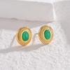 Pendientes de estilo pequeño con fragancia de pavo real natural, estilo retro de nicho INS, acero de titanio, oro de 18 quilates, pendientes de botón resistentes a la decoloración, venta al por mayor