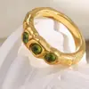 Pulsera de Anillo Nueva Versátil de Alta Gama Transfronteriza Europea y Americana de Acero Inoxidable Chapado en Oro de 18 Quilates Anillo Delgado con Tres Circonitas