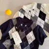 Polo de Punto Transfronterizo para Niños 2026 Verano Estilo Retro Americano a Cuadros Suéter de Punto de Manga Corta para Bebé