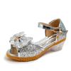 Sandalias para Niñas de Tacón Alto Zapatos de Princesa con Cristales Nuevo Estilo Coreano Primavera y Otoño 2026 Zapatos de Performance para Niños Mayores Baby Elsa