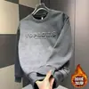 Sudadera Gruesa con Forro de Polar Otoño/Invierno 2025 para Hombre, Jersey Versátil de Moda, Estampado Tie-Dye con Letras, Top de Manga Larga para Hombre
