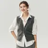 Colete de Cashmere Kangbaolaisi Feminino 75% Cashmere de Cabra 25% Seda de Amora Decote V Para Sobrepor Sem Mangas Tricô