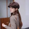 Boina de Lana Estilo Coreano para Niños Otoño e Invierno Celebrante Cibernético Combinable Gorro Octogonal Moda Casual Sombrero de Pintura Artística