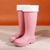 Botas de lluvia cómodas de corte bajo e impermeables, botas de tubo alto con suela gruesa para uso en exteriores, botas forradas de polar para mujer, botas de lluvia duraderas y antideslizantes