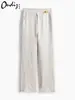 Pantalones Anchos de Lino para Mujer, Corte Holgado, Estilo Delgado de Verano, Caída de Algodón y Lino, Cintura Alta, Pantalones Largos Rectos Adelgazantes