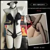 Fantasía de Mariposa Lencería de Seda Gatito Salvaje Sexy Estilo de Tres Puntos Catgirl Abertura en la Entrepierna Tentación Disfraz de Catgirl A062