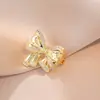 Anillo de princesa con lazo para mujer Red social estilo dulce de lujo ligero anillo para dedo índice circonita microincrustado oro anillo abierto para mujer