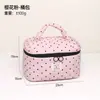 Bolsa de maquillaje con bloques de color en forma de corazón transfronteriza, portátil para salidas, con un diseño fresco y elegante, perfecta para viajes y artículos de tocador