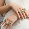 Anillo de Acero Inoxidable con Piedra Ojo de Gato Colorida, Diseño de Nicho Estilo Francés, Joyería de Moda Minimalista de Lujo Ligero Transfronteriza