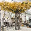 Árbol Banyan Dorado Artificial, Árbol de los Deseos de Luz Dorada, Árbol que Atrae Dinero, Árbol de la Fortuna para Casa de Huéspedes en Zona Escénica, Árbol de Dinero de Simulación de Fibra de Vidrio