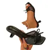 Nuevas Chanclas de Verano Estilo Transfronterizo, Punta Cuadrada, Tacón Medio-Alto, Talla Grande, Moño, Tacón Grueso, Sandalias para Mujer, Modernas y Versátiles para Uso en Exteriores