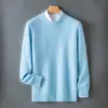Baicai Rong Outono/Inverno Novo Suéter Masculino de Lã com Gola Redonda de Primeira Linha Pronto para Vestir Pulôver Engrossado Cor Sólida Camisa Base Jovem