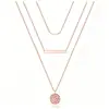 Collares Apilados Populares Transfronterizos Europeos y Americanos de Tres Capas para Mujer, Cadena Larga Simple para Clavícula con Colgante Redondo, Collar de Perlas de Imitación