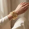 Pulsera transfronteriza oceánica europea y americana con palmera, estrella de mar, concha, diseño único y moderno, pulsera abierta en forma de hoja