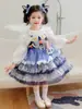 Vestido de Princesa para Niña Otoño Nuevo Estilo Lolita Vestido de Cumpleaños Infantil Vestido de Tul Conejito de Dibujos Animados Policía