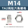 Tuerca Hexagonal de Titanio Puro Ta2 Tuerca de Titanio Tapa de Tornillo de Aleación de Titanio M3M4M5M6M8M10M12M14M16M20