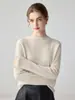 Nuevo suéter de cachemir 100% puro para otoño e invierno para mujer, jersey de cuello semi-alto, camisa base de punto versátil informal