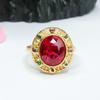Anillo de Rubí Cultivado de Guan Yu Anillo de Corindón Rojo Joyería Vintage para Mujer Venta al por Mayor de Fábrica Dropshipping S4012909