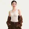 Colete Térmico Lyocell com Penugem e Seda para Mulheres com Sutiã Integrado, Top Camada Base Slim-Fit com Forro de Fleece para Outono e Inverno