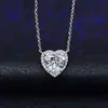 Colar de moissanita de imitação de 2 quilates feminino banhado a platina pt950 corrente clavicular oito corações oito flechas pingente de zircônia joia