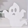 Decoración de Halloween, creativa, linda bandeja fantasma en capas, decoración de escritorio fantasma, adornos de madera para festivales fantasmas.
