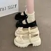 Zapatos Mary Jane de piel para niña con suelas gruesas y aumento de altura, nuevo estilo verano 2026, lazo dulce, corte bajo, elegantes zapatos de vestir