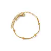 Pulseira de Contas em Aço Titânio Europeu e Americano Não Desbota para Mulheres Estilo Ins Leve Luxo Versátil Exquisite Pulseira Pulseira para Mulheres Atacado