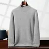 Suéter de Cachemira Grueso de Cuello Semi-Alto para Hombre Otoño e Invierno Nuevo Negocios Casual Tejido Camiseta Base Color Sólido Suéter Versátil