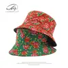 Sombrero de Tela Floral Estilo Chino Noreste para Hombres y Mujeres, Sombrero de Sol para Primavera y Verano, Sombrero de Pescador Reversible, Sombrero de Cubo