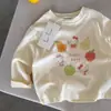 Camiseta 100% algodão para crianças, design de desenho animado, camada base para primavera e outono, nova blusa de bebê, manga longa estampada para meninas, estilosa