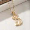 Colar com pingente de letra da moda europeia e americana para mulheres, coroa dourada e prateada com letras inglesas totalmente cravejadas de diamantes, modelo de exportação de venda quente transfronteiriça, envio direto