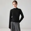 Suéter de cachemira de cuello medio, nuevo estilo de invierno para mujer, base de color liso, ajustado, suave, tejido, suéter corto
