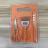 Abridor de Latas em Forma de Cabaça, Descascador de Frutas, Tábua de Corte Conjunto de 4 Peças, Utensílios de Cozinha Embalados a Vácuo, Conjunto de Facas para Comida de Bebê de 4 Peças