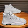Sapatos Casuais de Couro de Cano Alto Estilo Britânico Novos para Primavera e Outono Tênis Esportivos Versáteis da Moda Sapatos Brancos da Moda Sapatos da Moda