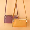 Bolsa de Celular Nova no Atacado para Mulheres Moda Japonesa e Coreana Padrão Horizontal Granulado Bolsa Transversal Bolsa de Ombro Grande Capacidade Carteira com Zíper