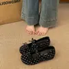 Zapatos Mary Jane retro de lunares estilo coreano con punta cuadrada, nuevos zapatos de verano 2026 estilo francés con lazo, zapatos de ballet