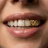 Tirantes Hip-Hop Europeos y Americanos con Forma de Corazón Transfronterizos Venta Caliente en Temu Tirantes Huecos Galvanizados Dientes de Oro K Joyería Personalizada de Navidad