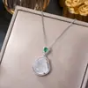 Corrente de clavícula em aço titânio estilo nacional retrô pingente de cadeado da paz de jade temperamento versátil acessórios de estilo chinês de alta qualidade