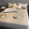 Verão Light Luxury Style Lavável Ice Silk Mat Conjunto de três peças Dobrável Cool Feeling Bed Hat Bed Hat Bed Hat Tapete de ar condicionado