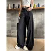 Pantalones de Pierna Ancha con Retazos Adelgazantes de Alta Resistencia con Ribete de Encaje Hueco para Mujer, Primavera y Verano, con un Diseño de Pierna Recta Holgado, Relajado y con Caída Casual