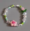 Pequeño Color Fresco Tulipán Flor Cristal Arcoíris Collar Pulsera Juego Moda Coreana Todo Fósforo Accesorios de Collar