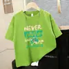 Camiseta de Manga Curta para Meninos Verão Estampa de Desenho Animado Top Respirável de Algodão Solto para Crianças Camisa Elegante de Gola Redonda com Meia Manga