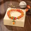 Novo Bracelete de Vidro Estilo Chinês com Nó Chinês e Design de Frutas, Joia Étnica Unissex, Lembrança de Viagem