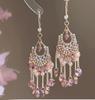 Brincos Vintage Pesados Artesanais de Cristal Rosa com Borlas para Mulheres Atmosfera Boêmia Longos Moda Nicho Exagerados