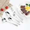 Juego de Cuchillo, Tenedor y Cuchara de Acero Inoxidable con Patrón de Cola de Pez 304, Vajilla Occidental de Alta Gama, Cuchillo para Bistec Engrosado, Tenedor de Cena, Cuchara de Cena