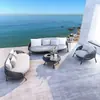 Muebles de Exterior Sofá de Ratán Individual Ocio Balcón al Aire Libre Silla de Ratán Diseñador Sofá de Ratán para Patio Combinación de Mesa de Café