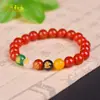 Pulseira de Contas de Ágata Vermelha Natural Estilo Antigo para Mulheres no Ano do Zodíaco, Pulseira de Contas Multi-Voltas DIY Estilo Igual ao de Zhao Lusi Venda por Atacado